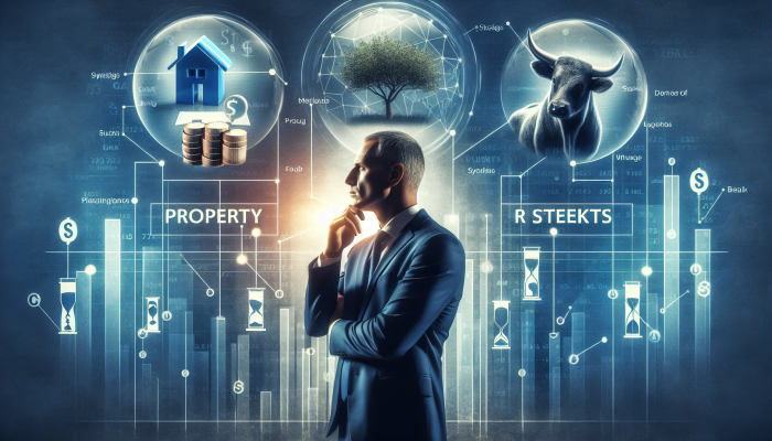 How to Leverage Debt Consolidation for Investments: A Guide | DCL Person considering investments in property, stocks, and retirement, with financial growth chart.