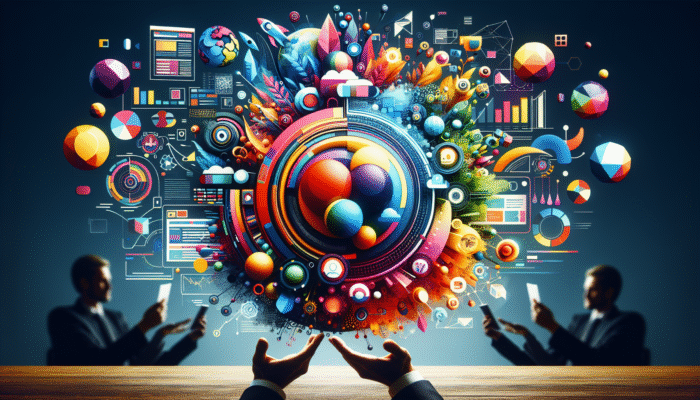 A lively digital marketing agency website hub showcasing engaging content and radiating authority and trust.