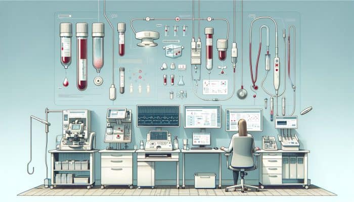 Infographic demonstrating the thyroid blood test process in a modern Inverness clinic.