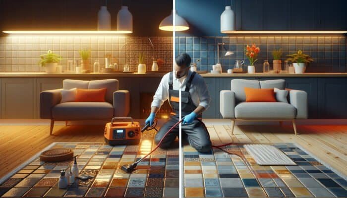 Polished ceramic tiles in a UK home, blending modern and traditional styles, enhancing warmth and appeal.