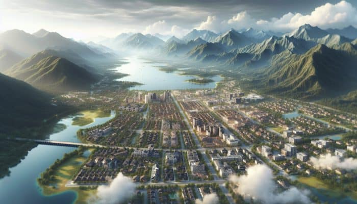 Spot Great Entry-Level Property Investments in Queenstown: Aerial view of Queenstown neighborhoods, showing property value influences like lakes, mountains, and amenities.