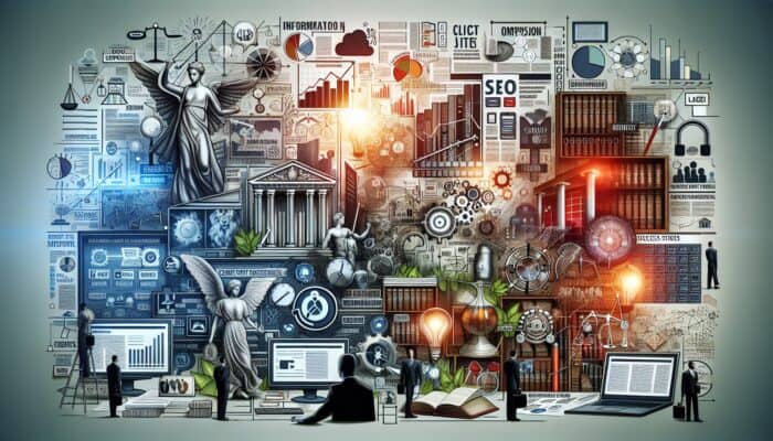 Modern law firm website displaying articles, videos, and infographics on legal concepts, featuring client success stories and SEO optimisation.