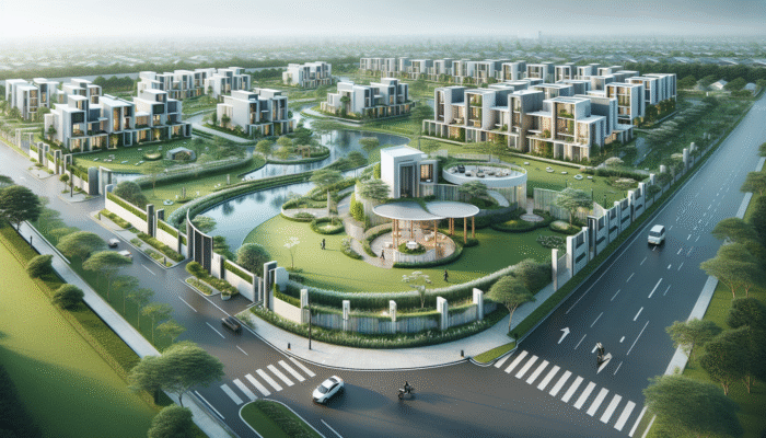 A serene gated community with CCTV, security patrols, lush parks, a modern clubhouse, and proximity to schools and shops, with clear HOA rules.