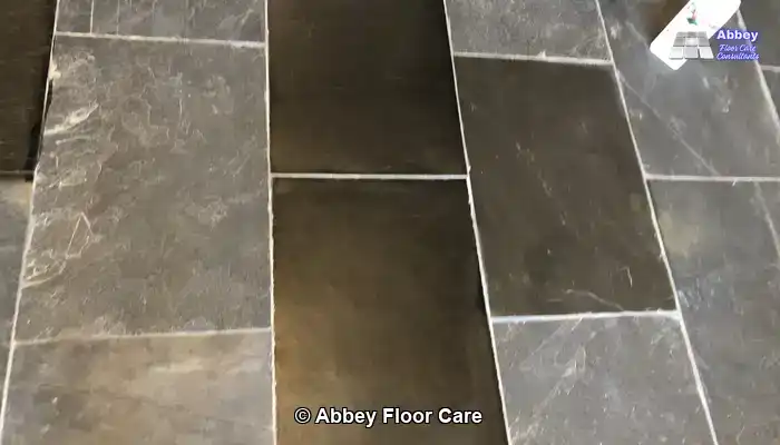 Comparison of standard and enhancing sealers on slate floor tiles with differing colour depth