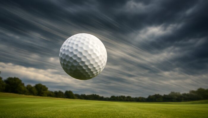 Low-spin golf ball soaring straight through the windy fairway of Johannesburg.